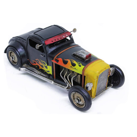 T.Concept Dekoratif Dayanıklı Metal Nostaljik Ateş Desenli Araba Siyah Renk C0948