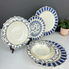 T.Concept Elizabeth London 6 Kişilik Yemek Takımı Mavi Dekor 24 Parça