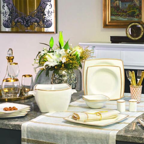 Korkmaz A8438 Bone Selection Kare 60 Parça Yemek Takımı