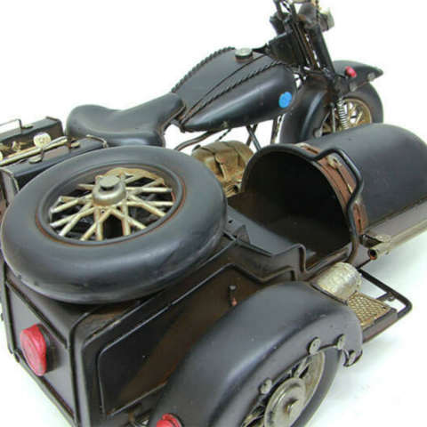 T.Concept Dekoratif Dayanıklı Metal Sepetli Motosiklet Siyah Renk C0782