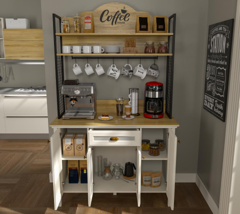 Misto Kahve Dolabı 125 cm Syh/Byz FRN-21027 ( ANTALYA MERKEZ İÇİN TESLİMAT )