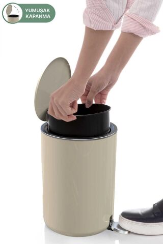 Primanova Lenox Bej 5lt Ofis Çöp Kovası M-E66-09