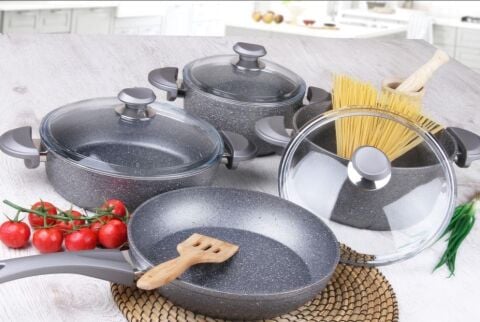 Granit 7 Prç Tencere Seti Gri 3005