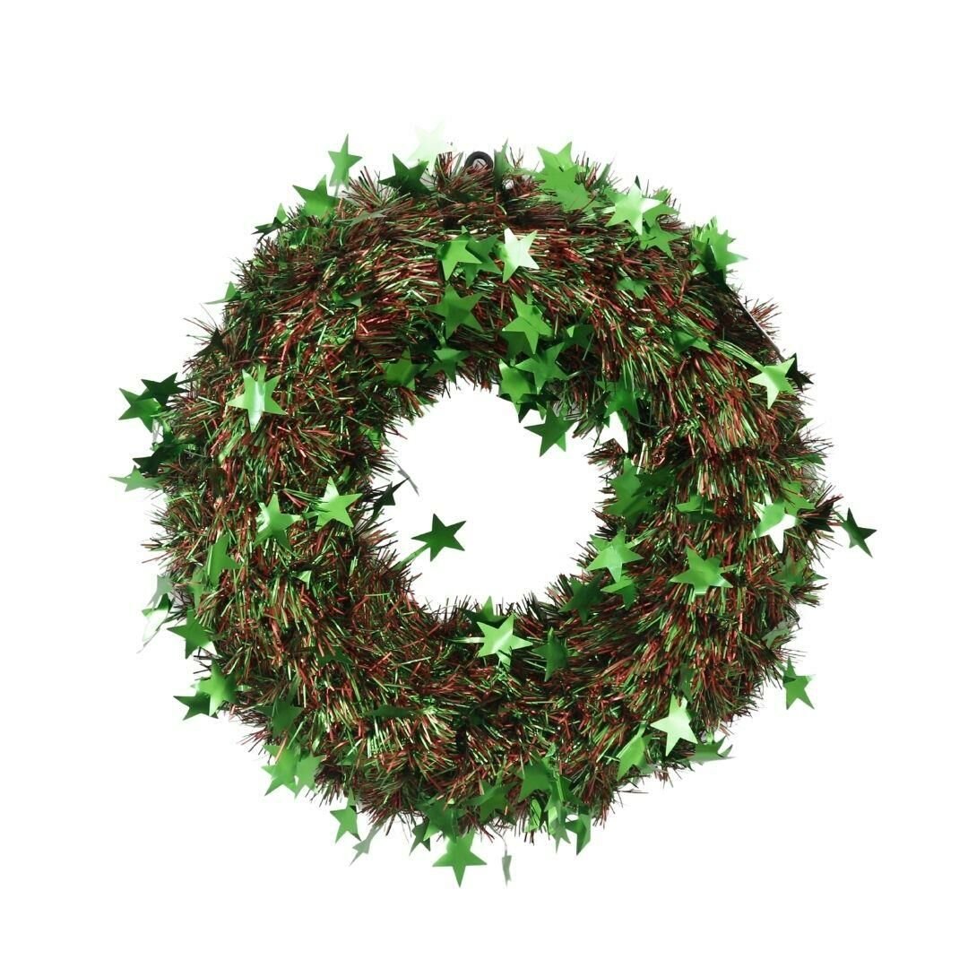 T.Concept Yılbaşı Ön Kapı Süsü Yeni Yıl Noel Dekorasyon Yeşil Kırmızı Yıldızlı Çelenk