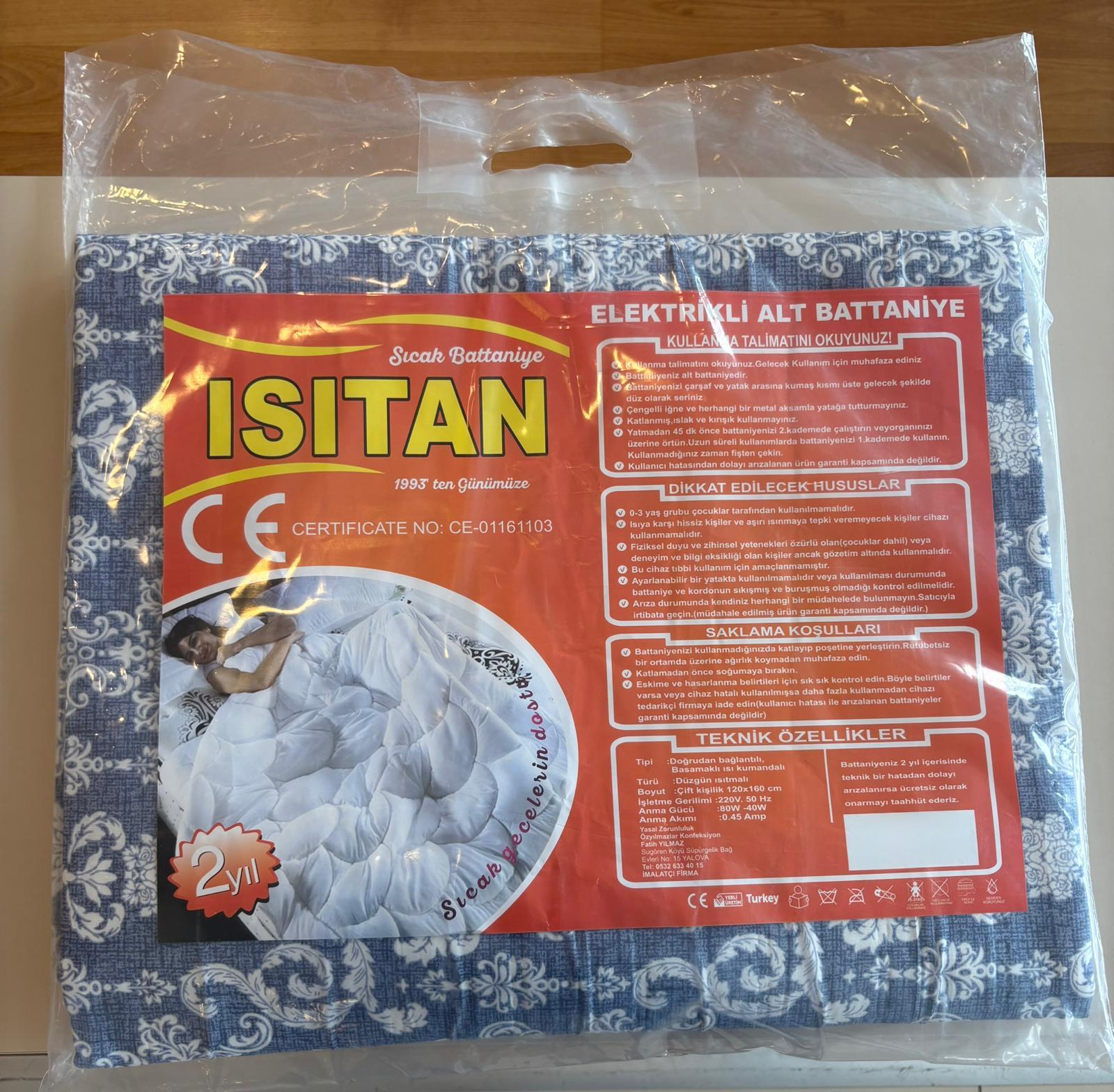 Elektrikli Çift Kişilik Battaniye Asorti