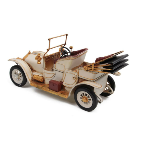 T.Concept Dekoratif Dayanıklı Metal Nostaljik Araba  Krem-Altın  Renk 1210E-3326