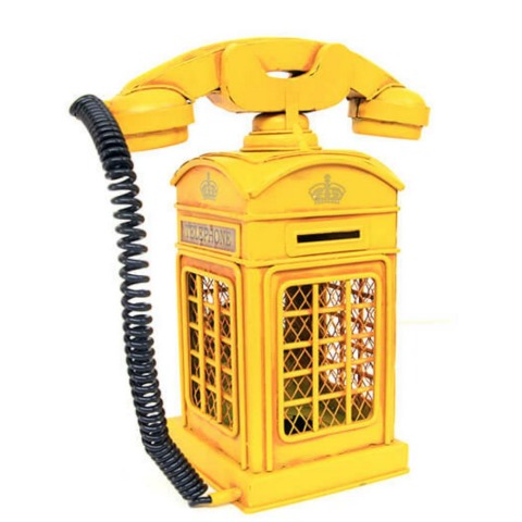 T.Concept Dekoratif Dayanıklı  Metal Ahizeli Telefon Kumbara Sarı Renk C0725