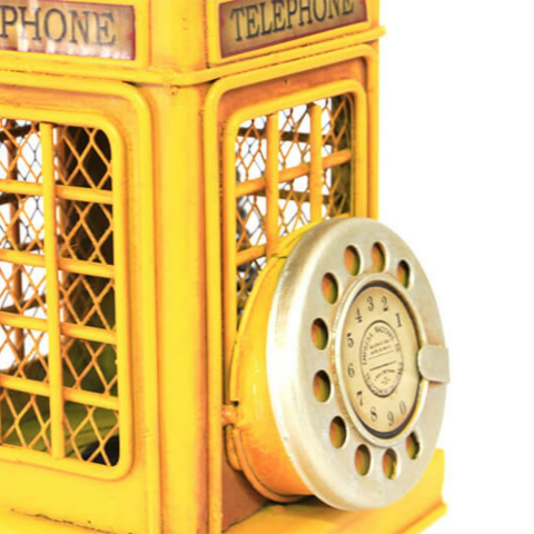 T.Concept Dekoratif Dayanıklı  Metal Ahizeli Telefon Kumbara Sarı Renk C0725