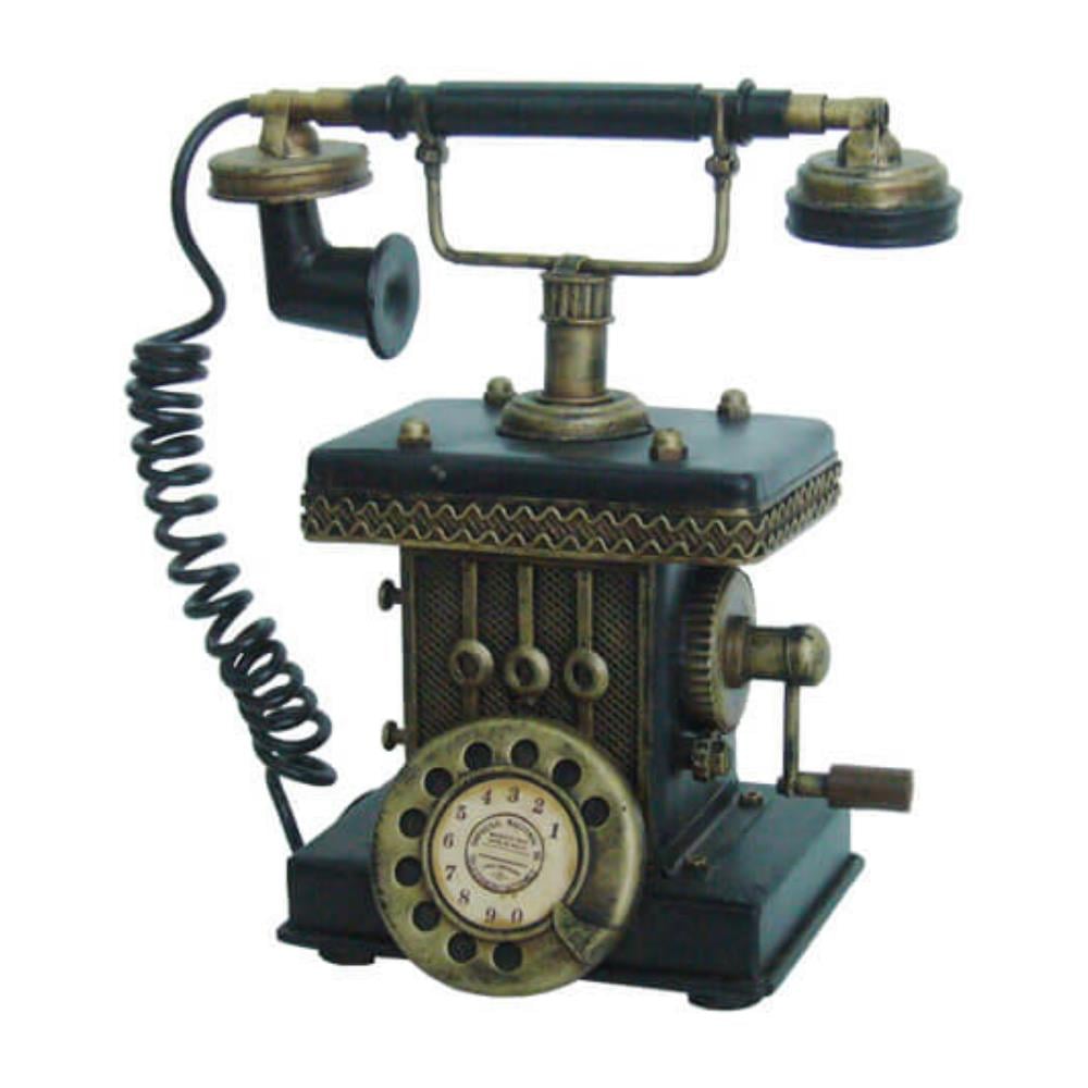 T.Concept Dekoratif Dayanıklı  Metal Telefon Kumbara Siyah Renk 1104B-842