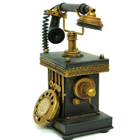 T.Concept Dekoratif Dayanıklı  Metal Telefon Kumbara Siyah Renk 1104B-842