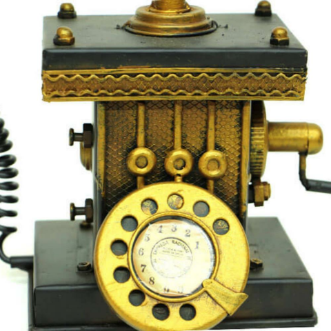 T.Concept Dekoratif Dayanıklı  Metal Telefon Kumbara Siyah Renk 1104B-842