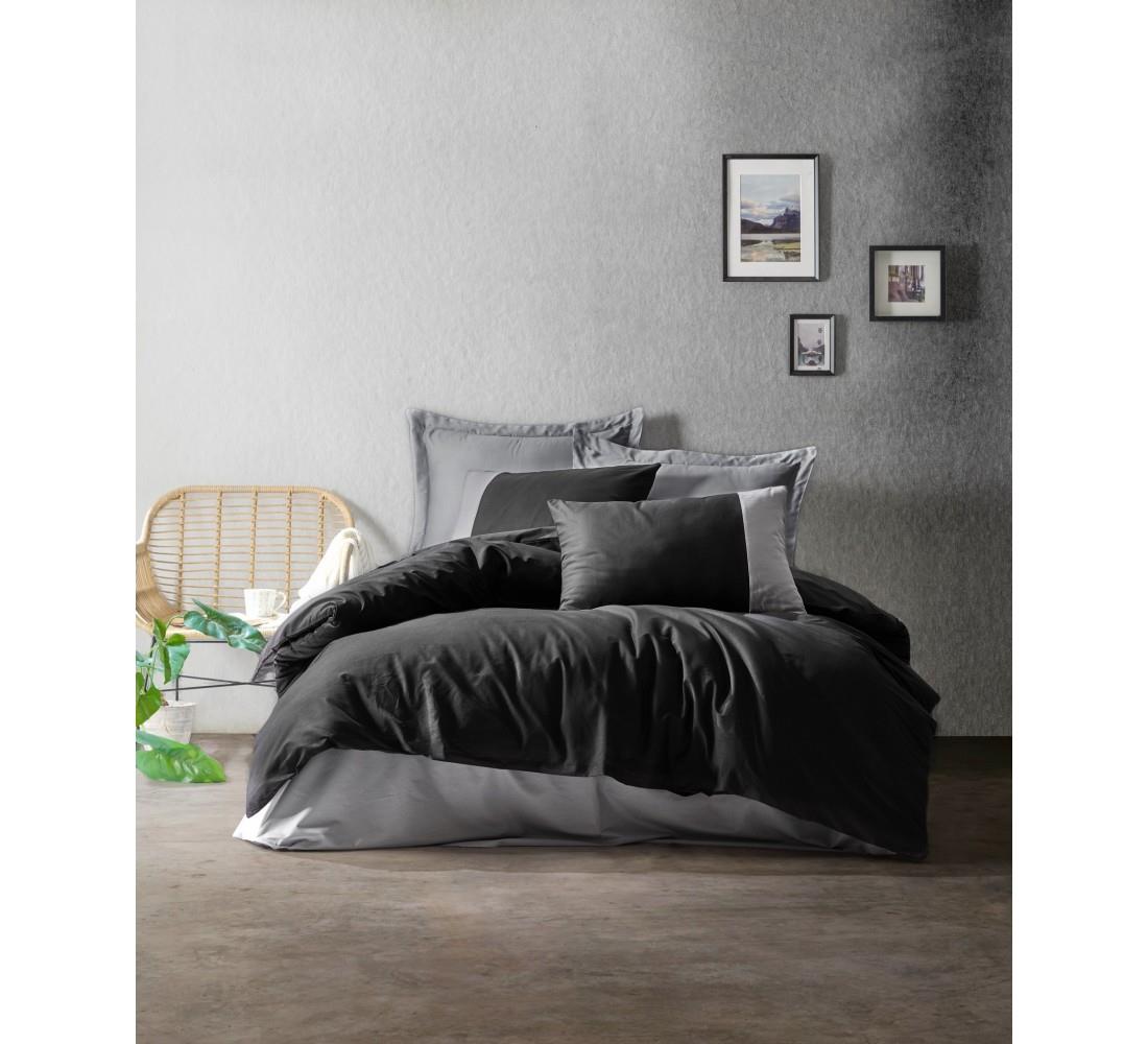 Cotton Box Plain Çift Kişilik Nevresim Takımı Siyah Gri