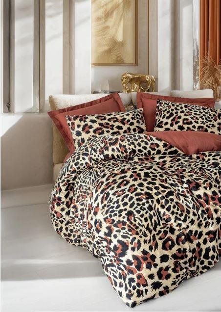 Saten Çift Leoluxe Kiremit Nevresim Takımı