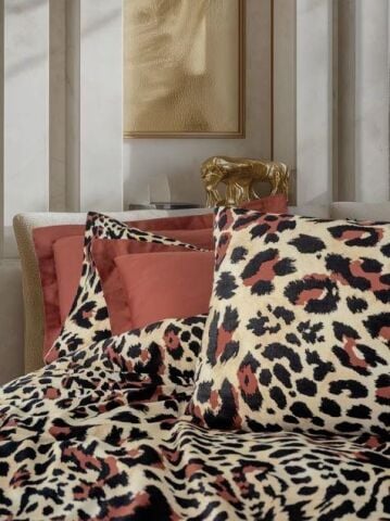 Saten Çift Leoluxe Kiremit Nevresim Takımı