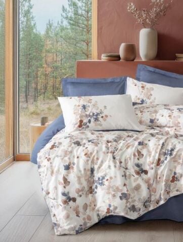 Saten Çift Kişilik Nevresim Takımı Nebulae Indigo