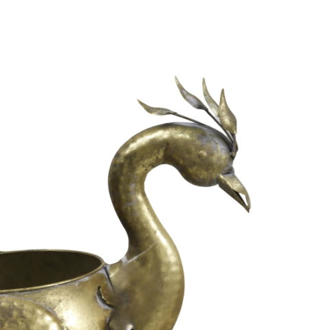 T.Concept Dekoratif Dayanıklı Metal Saksılı Tavus Kuşu Aksesuar Gold Renk