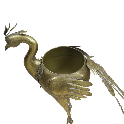 T.Concept Dekoratif Dayanıklı Metal Saksılı Tavus Kuşu Aksesuar Gold Renk