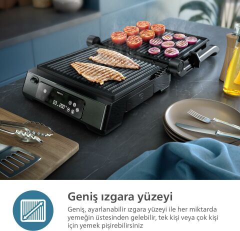 Philips 7000 Serisi Izgara Ve Tost Makinesi Yapışmaz Çıkarılabilir Plakalı Ve Dijital Ekranlı HD6307/70