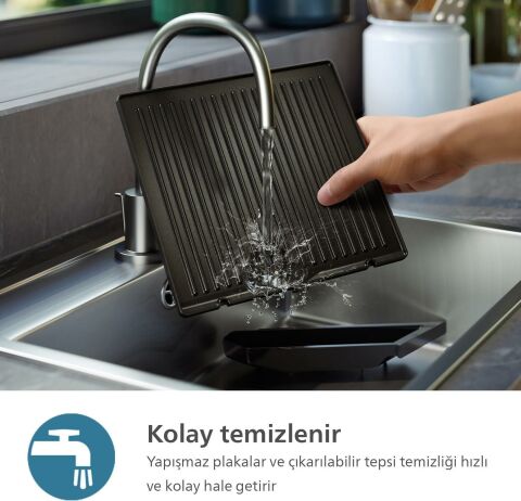 Philips 7000 Serisi Izgara Ve Tost Makinesi Yapışmaz Çıkarılabilir Plakalı Ve Dijital Ekranlı HD6307/70