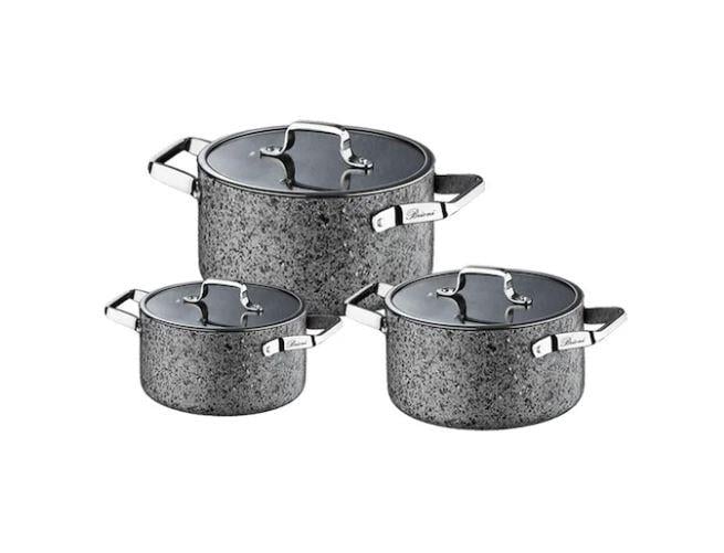 Brioni Stone-Age 6 Parça Çizilmez Yanmaz Yapışmaz İndüksiyonlu Midi Tencere Seti 16 cm,18 cm, 20 cm