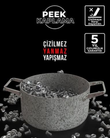 Brioni Stone-Age 6 Parça Çizilmez Yanmaz Yapışmaz İndüksiyonlu Midi Tencere Seti 16 cm,18 cm, 20 cm