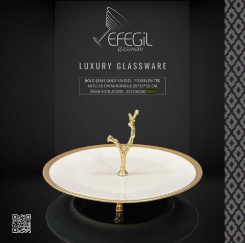 Bold Ş.Gold Yaldızlı Por.Tek Katlı Sunumluk 25cm ( ANTALYA MERKEZ TESLİMAT )