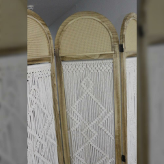 T.Concept Dekoratif Örgü Desenli Ahşap Katlanabilir Kullanışlı Yuvarlak Köşeli Paravan