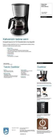 HD7462/20 Filtre Kahve Makinesi İnox/Siyah