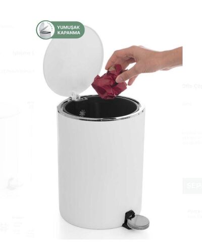 Primanova Lenox Beyaz 5lt Ofis Çöp Kovası M-E66-01