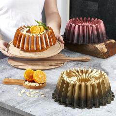 OMS Döküm Papatya Kek Kalıbı Siyah-Bakır 26 Cm