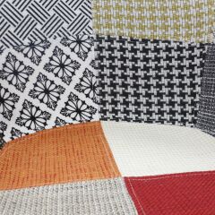 T.Conept Patchwork Kolçaklı Renkli Sandalye Siyah Ayaklı