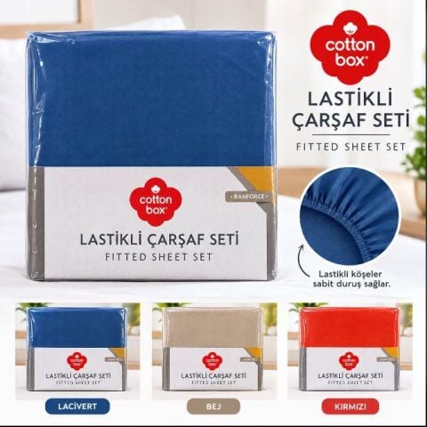 Cotton Box Lastikli Çarşaf + Yastık Kılıfı 200x200 Fitted Ranforce Kombin Renk