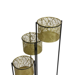 T.Concept Dekoratif Zarif, Katlanabilir Ayaklı, 3’lü Eskitme Saksı Metal Gold