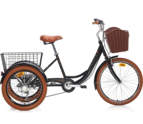 Carraro Caravan 24 Jant 41 Cm Kadro 6 Vites V Fren 3 Tekerli Bisiklet Siyah Kahverengi