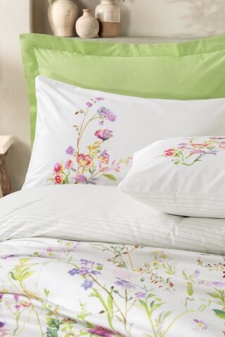 Cotton Box Modeline Ranforce Çift Kişilik Meadow Yeşil Nevresim Takımı