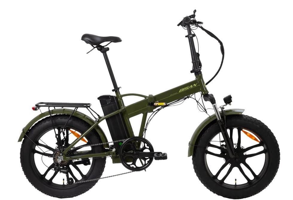 Bisan E-Folding F3 20 Jant 43 Cm Kadro Hidrolik Disk Fren 7 Vites Elektirkli Bisiklet Haki