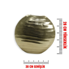 Tconcept Metal Yassı Vazo Gold Rengi Modern 28 cm