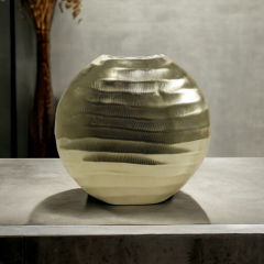Tconcept Metal Yassı Vazo Gold Rengi Modern 28 cm