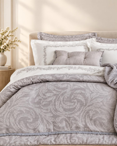 Apricitas Home Private Çeyiz Seti Çift Kişilik Lotus Gri