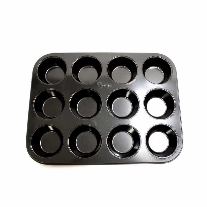 Metaltex 12'li Muffin Çelik Teflon Kek Kalıbı 35 Cm Siyah