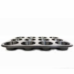 Metaltex 12'li Muffin Çelik Teflon Kek Kalıbı 35 Cm Siyah