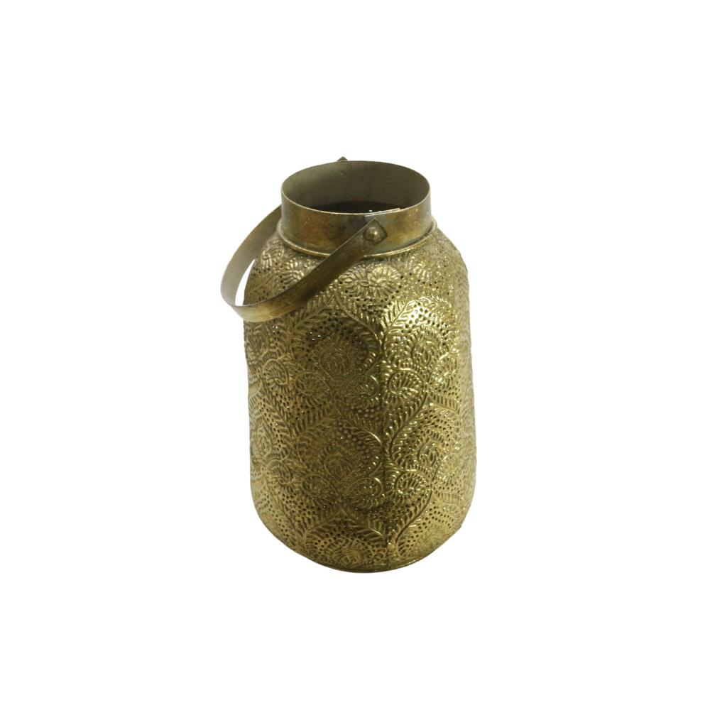 T.Concept Dekoratif Zarif Eskitme Tutacaklı Mumluk Metal Gold