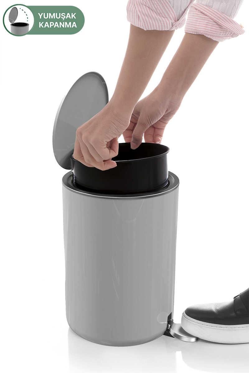 Primanova Lenox Gri 5lt Ofis Çöp Kovası M-E66-07