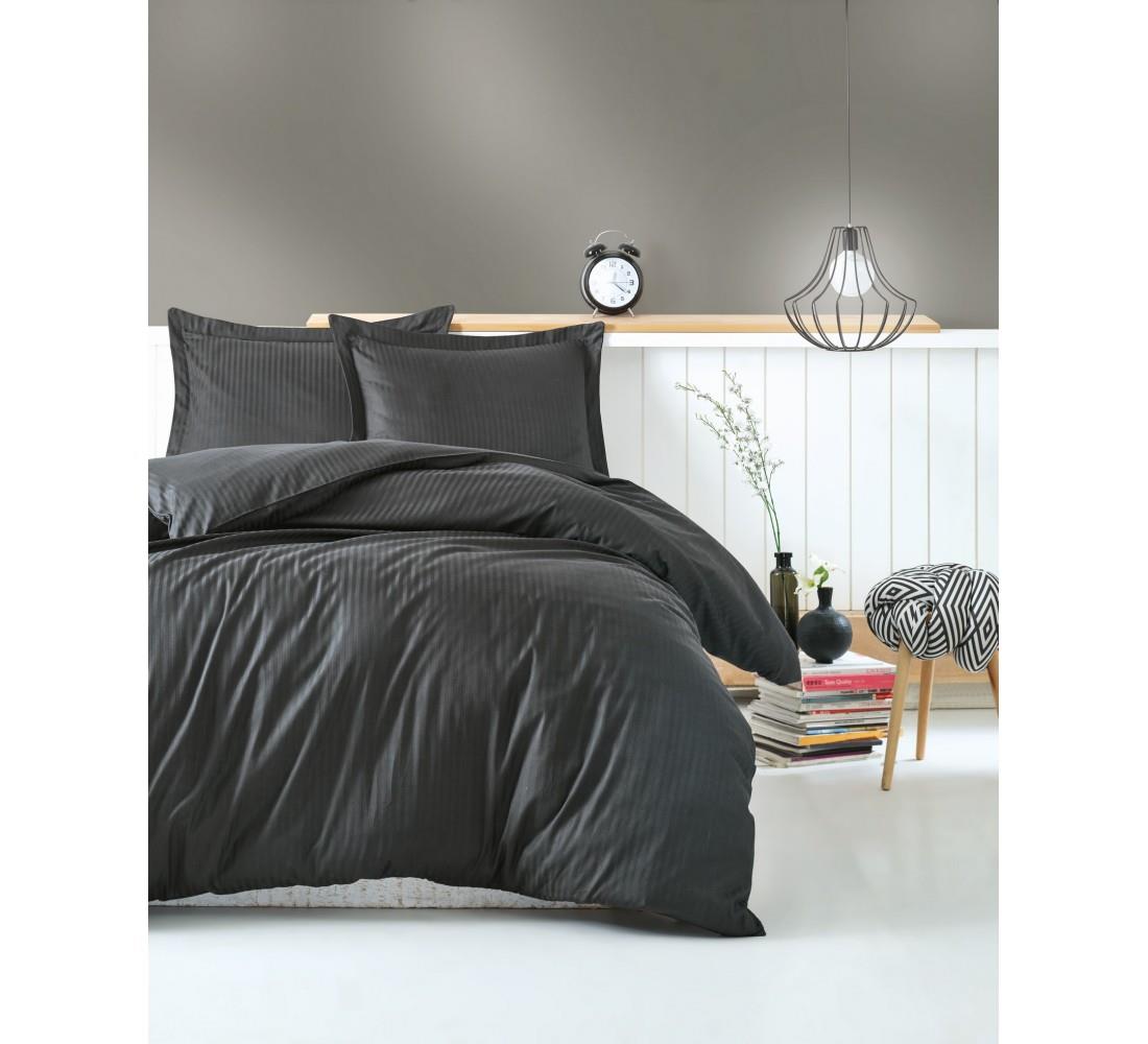 Cotton Box Elegant Stripe Çift Kişilik Nevresim Takımı Antrasit