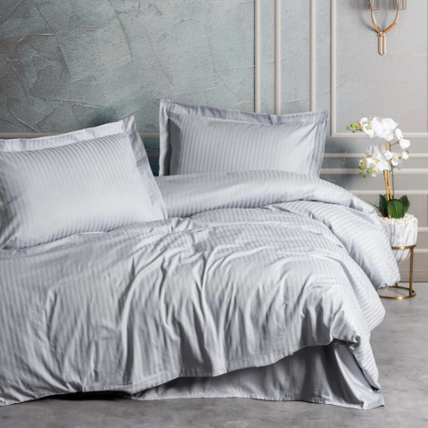Cotton Box Elegant Stripe Çift Kişilik Nevresim Takımı Gri