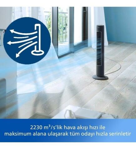 Philips 5000 Serisi Kule Tipi Fanlı Vantilatör Siyah CX5535/11