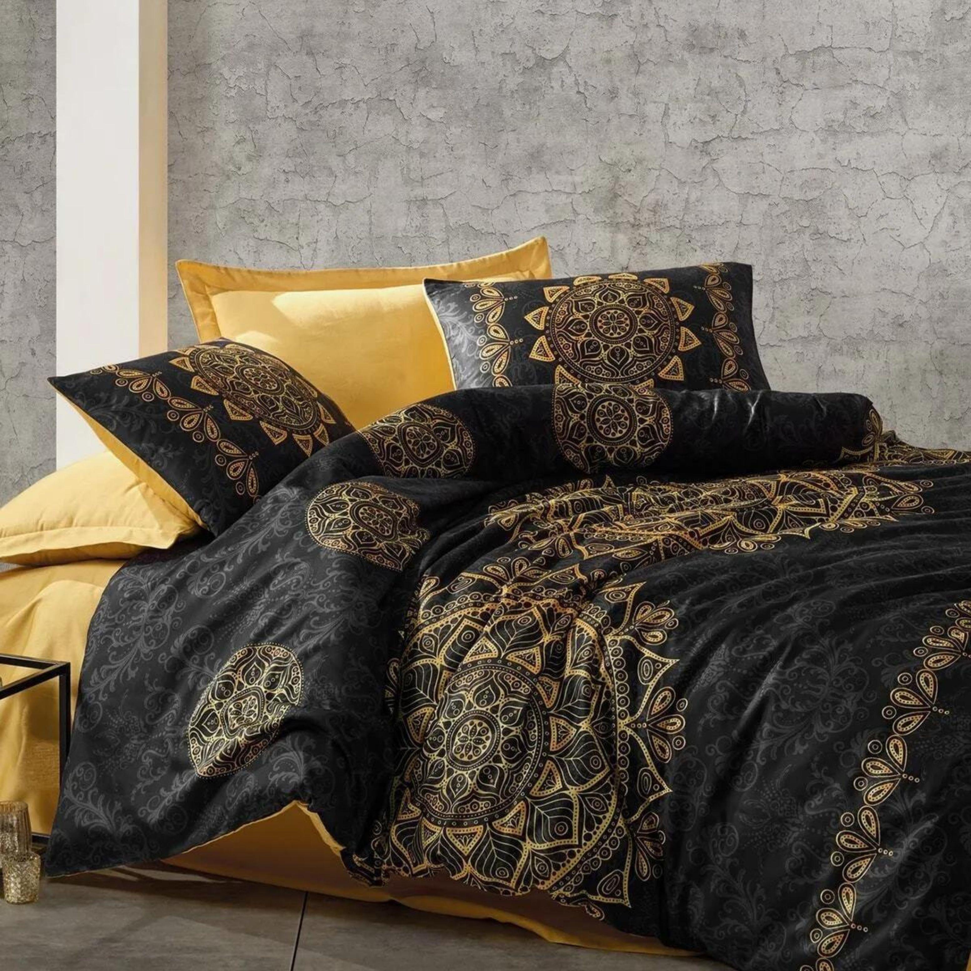 Cotton Box Saten Çift Kişilik Nevresim Takımı Alvina Gold