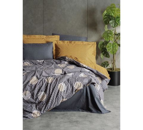 Cotton Box Ranforce Çift Kişilik Nevresim Takımı Strew Gri