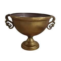 T.Concept Dekoratif Eskitme Geniş Metal Kase Gold