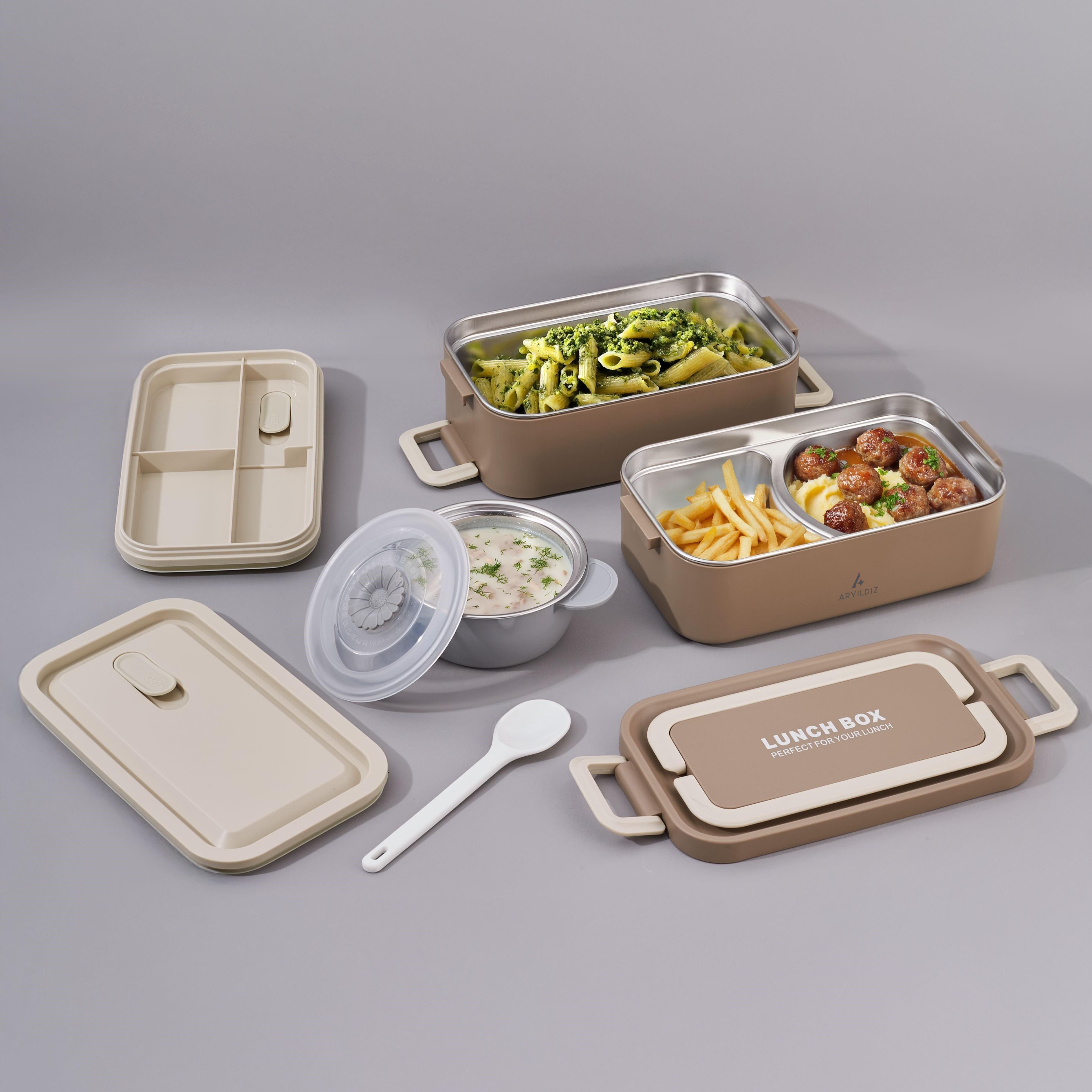 Aryıldız Bento Dikdörtgen Lunch Box Yemek Termosu Vizon 2000 ml